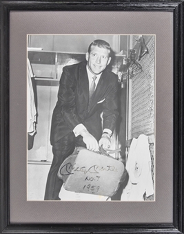 Mickey Mantle Signed & Inscribed Locker Room Photo In 16x20 Framed Display (JSA)